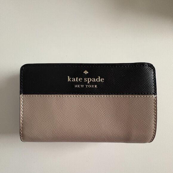 kate spade Handbags - Kate Spade Madison Colorblock Med Bifold Wallet Toasted Hazelnut Black